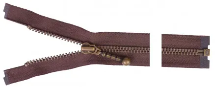 YKK Delbar Glidelås Antikk Messing 60cm 4mm Brun