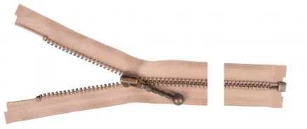 YKK Delbar Glidelås Antikk Messing 50cm 4mm Beige